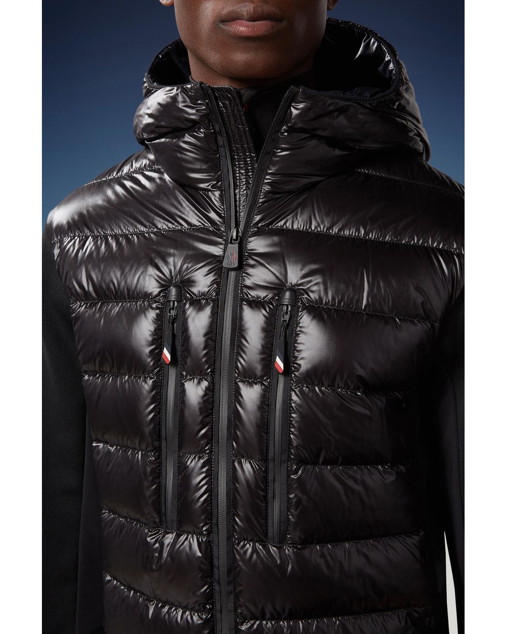 Moncler Black Padded Zip-Up Hoodie for men