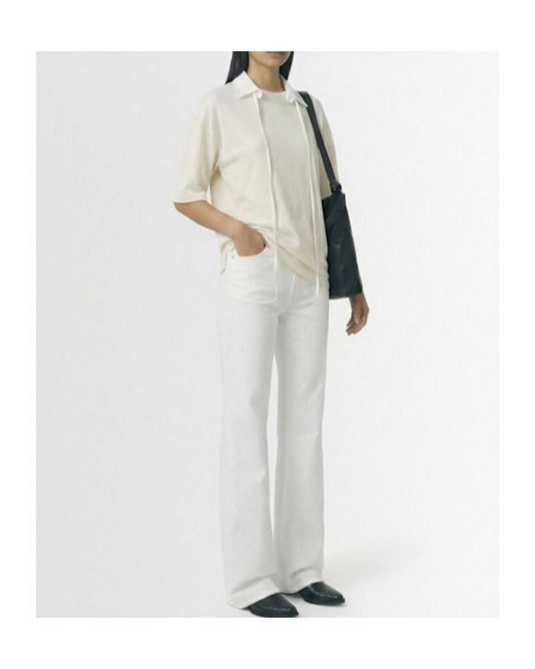 Ann Demeulemeester White Agapi Cotton T-Shirt W/ Collar Detail