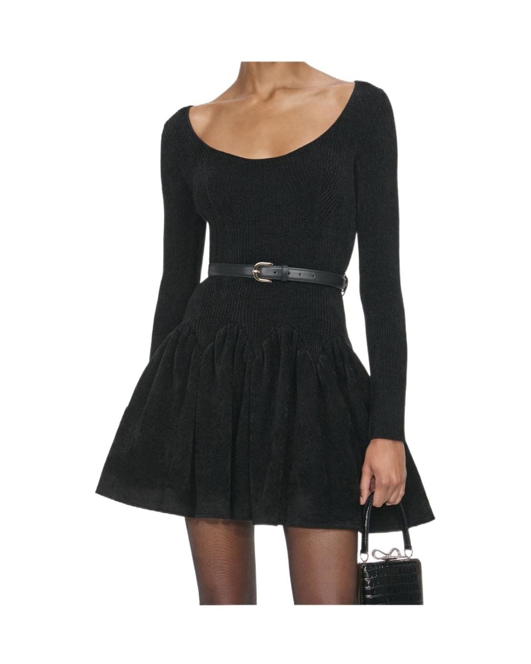 Self-Portrait Black Chenille Knit Mini Dress