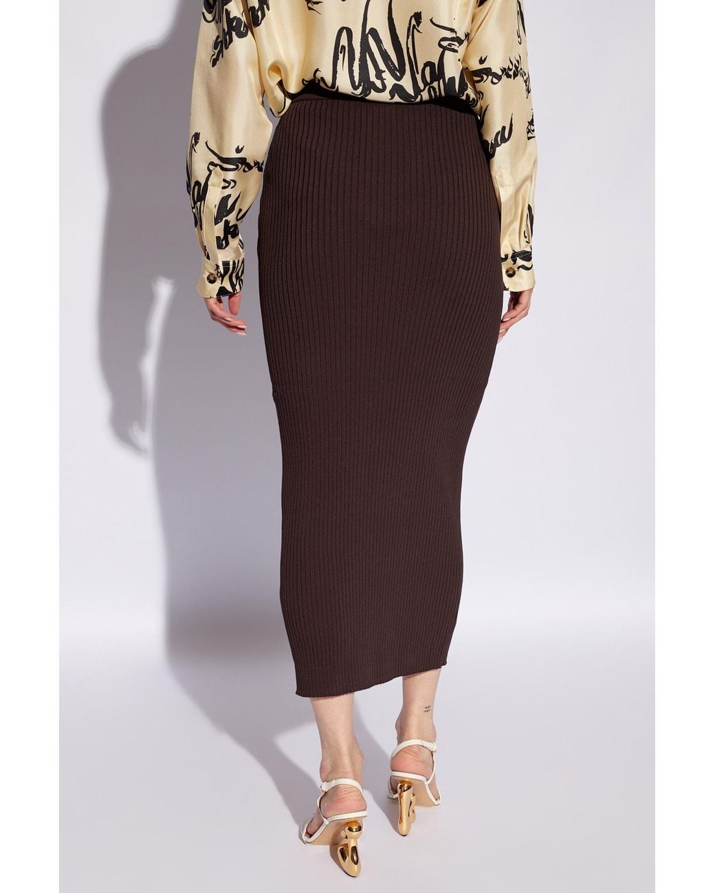Nanushka Red Meika Ribbed Midi Skirt