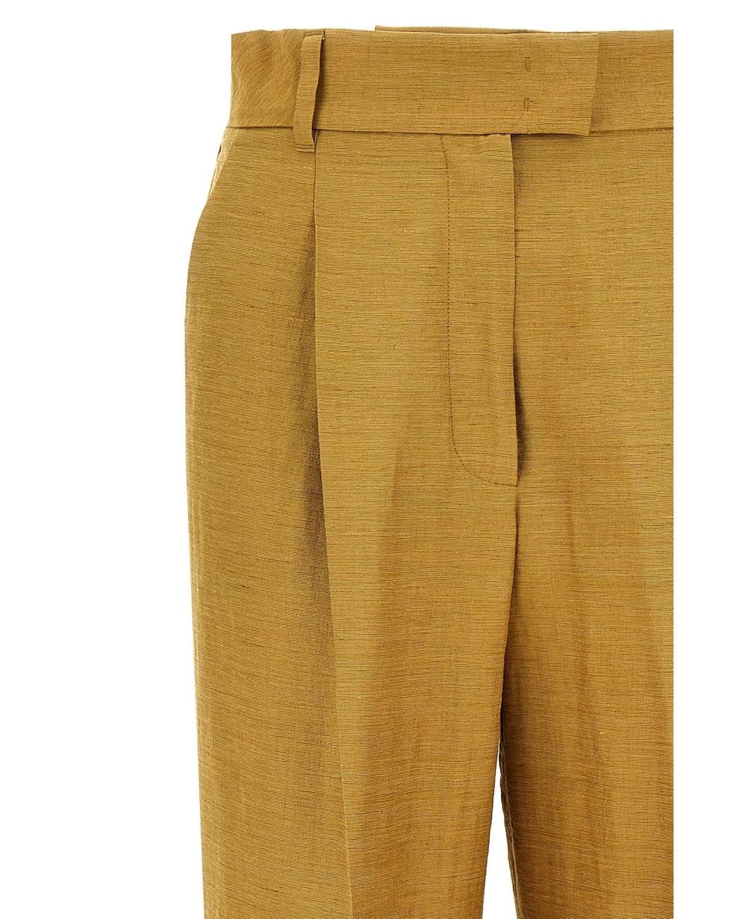Max Mara Yellow Efedra Pleated Straight-Leg Trousers