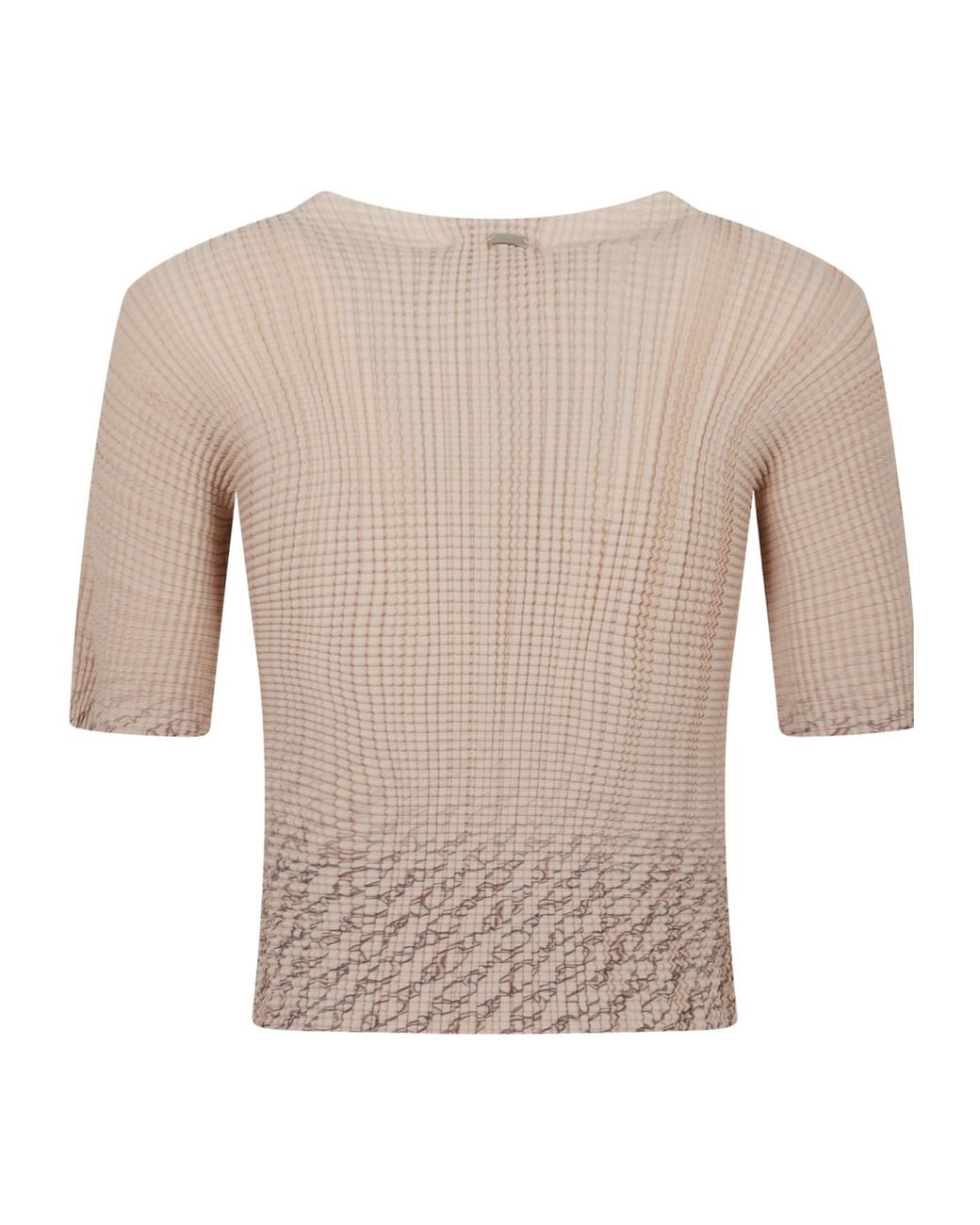 Herno White Short Sleeve Textured Fitted Top