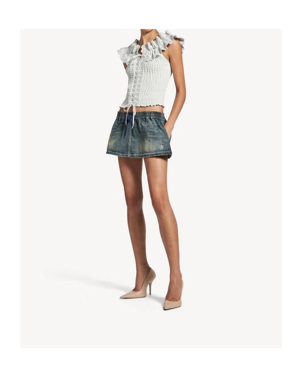 Balenciaga Blue Elastic-Waist Denim Mini Skirt