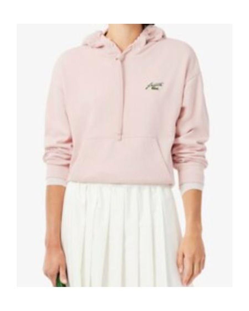 Lacoste Pink Badge Accent Fleece Hoodie
