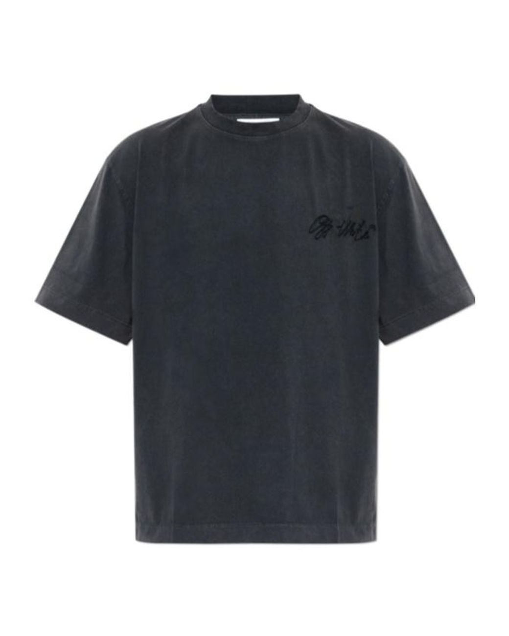 Off-White c/o Virgil Abloh Blue Embroidered Logo T-Shirt for men