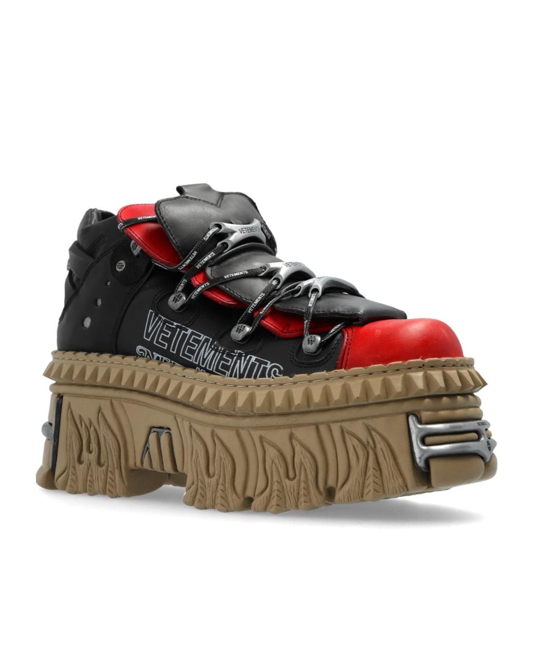 Vetements Black X New Rock Logo Detailed Lace-Up Shoes for men