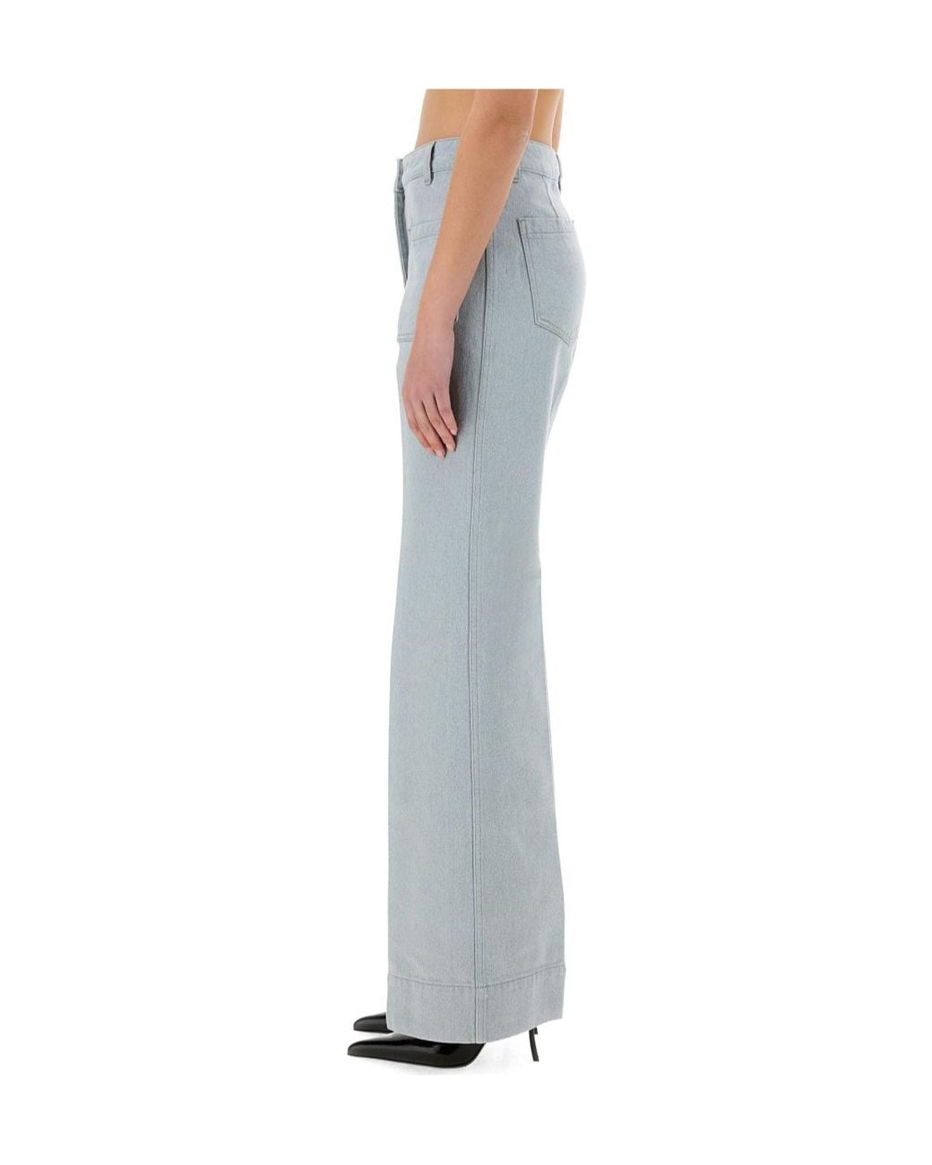Victoria Beckham Blue Logo-Patch Straight-Leg Jeans
