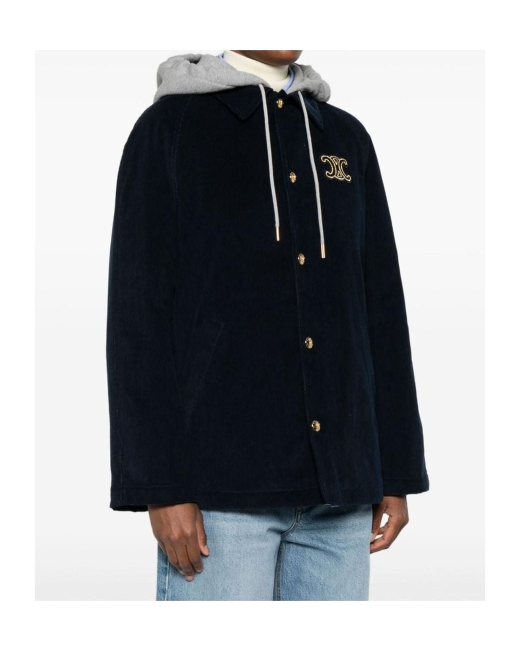 Céline Blue Triomphe Car Coat Jacket