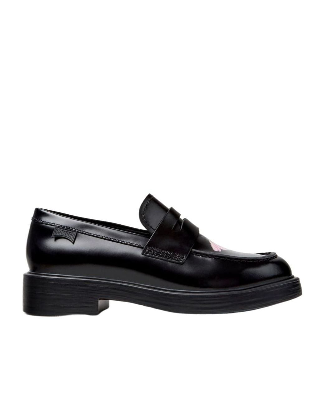 Camper Black Dean Floral-Print Loafers