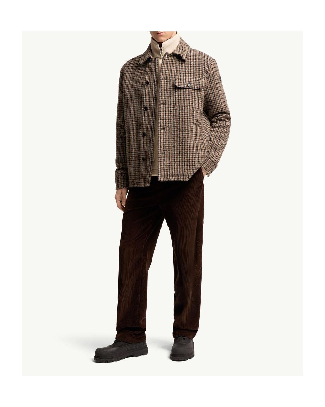 Moncler Brown Norfol Wool Blend Down Shirt Jacket for men