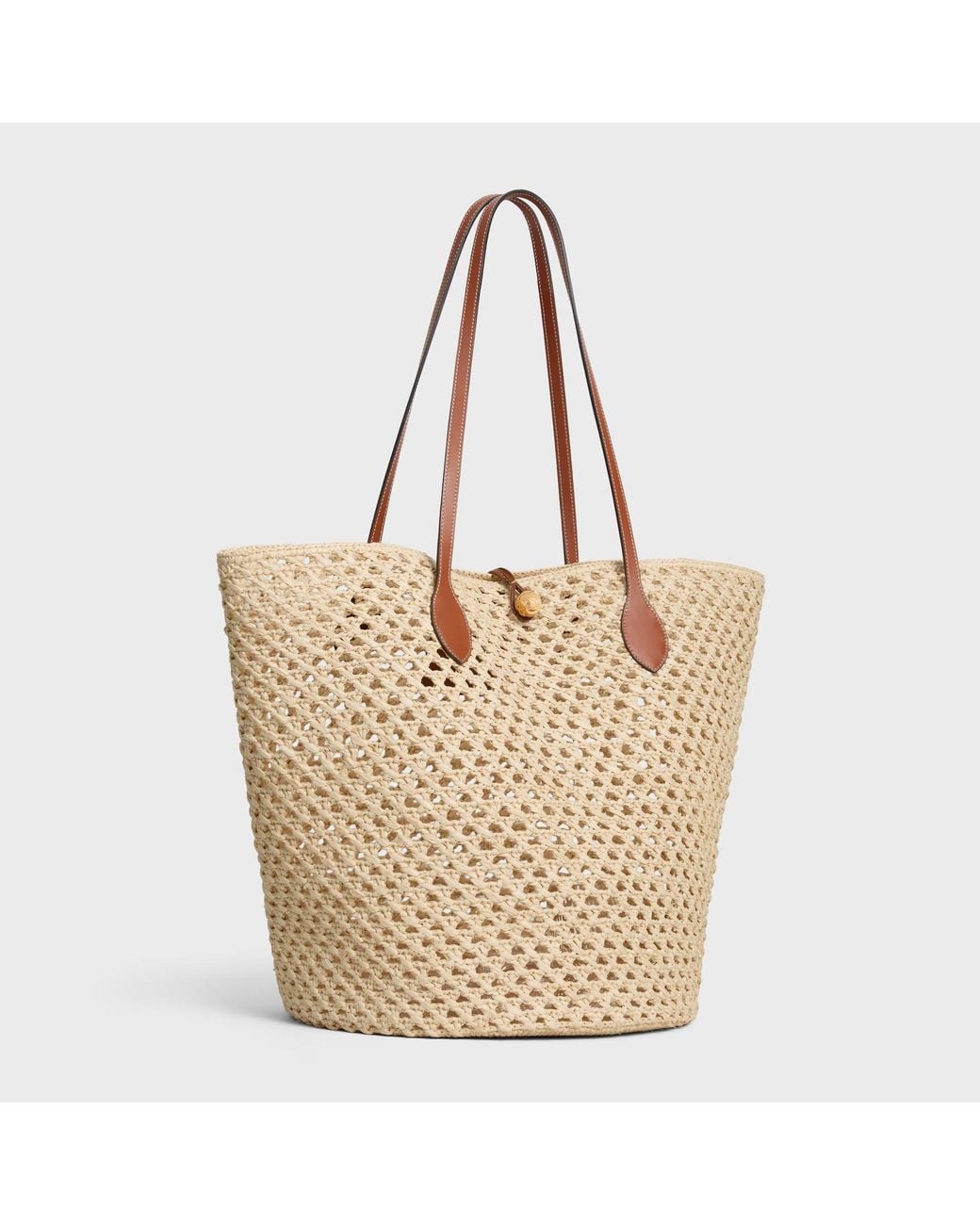 Céline Natural Bucket Triomphe Beads Basket