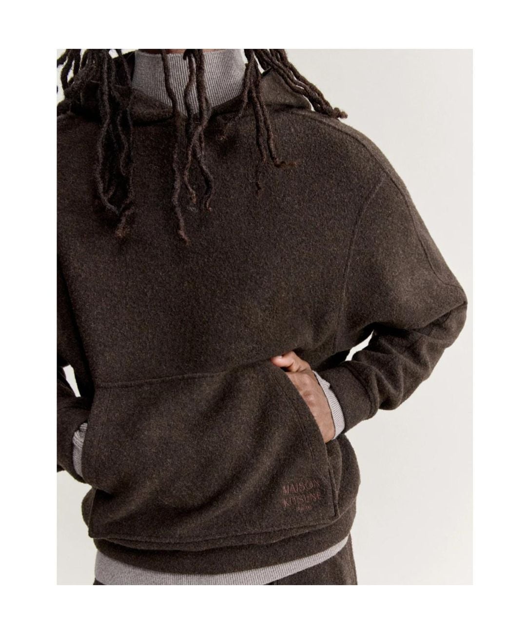Maison Kitsuné Brown Wool Blend Fleece Comfort Hoodie for men