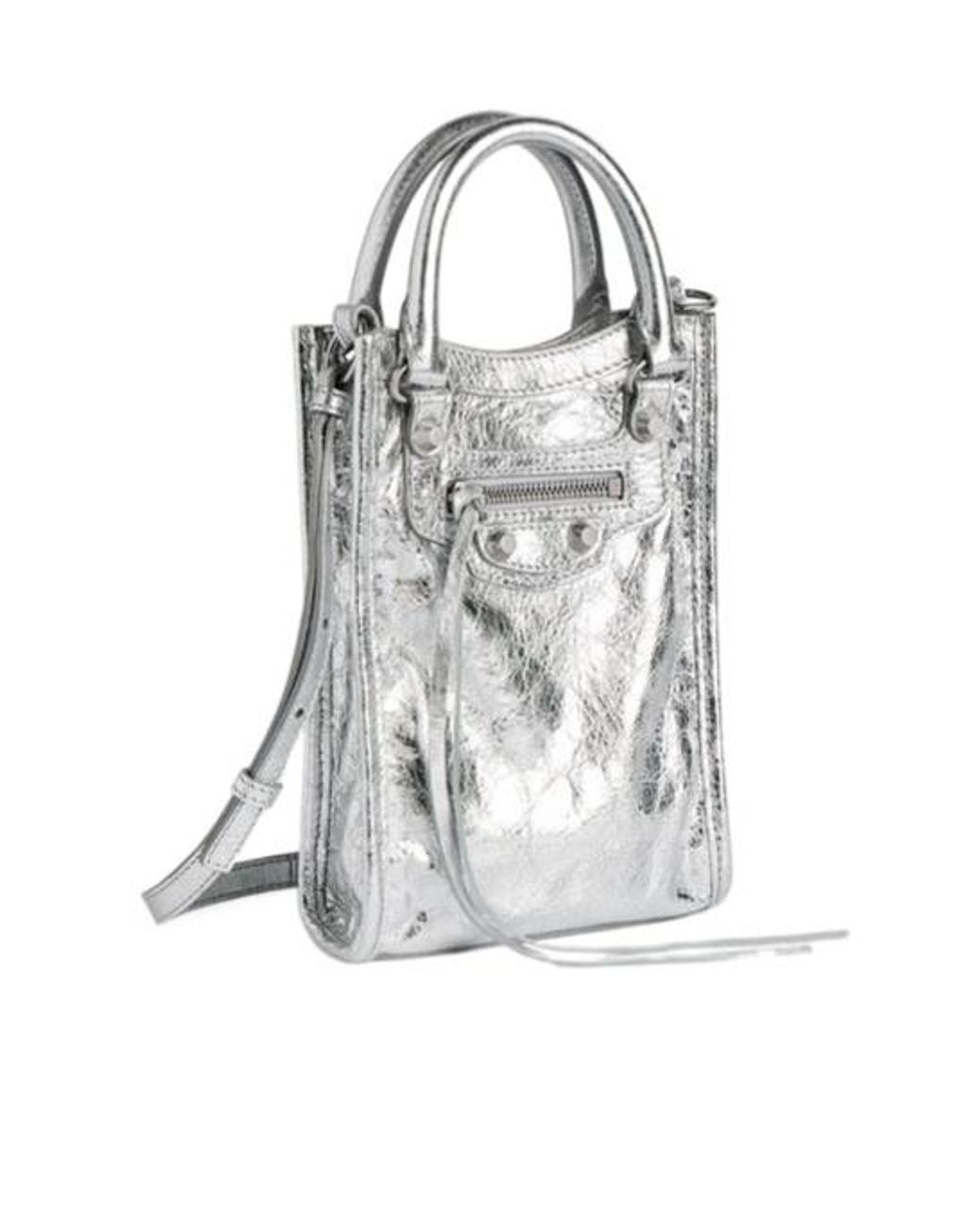 Balenciaga White Metallic Crossbody Bag