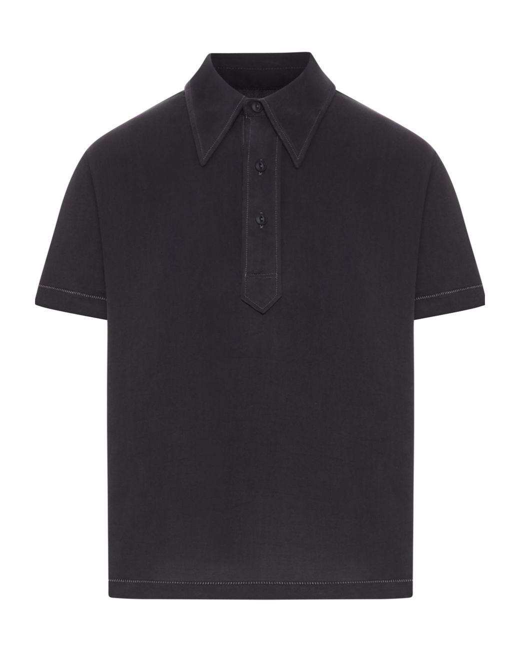 Maison Margiela Black Short-Sleeved Polo Shirt