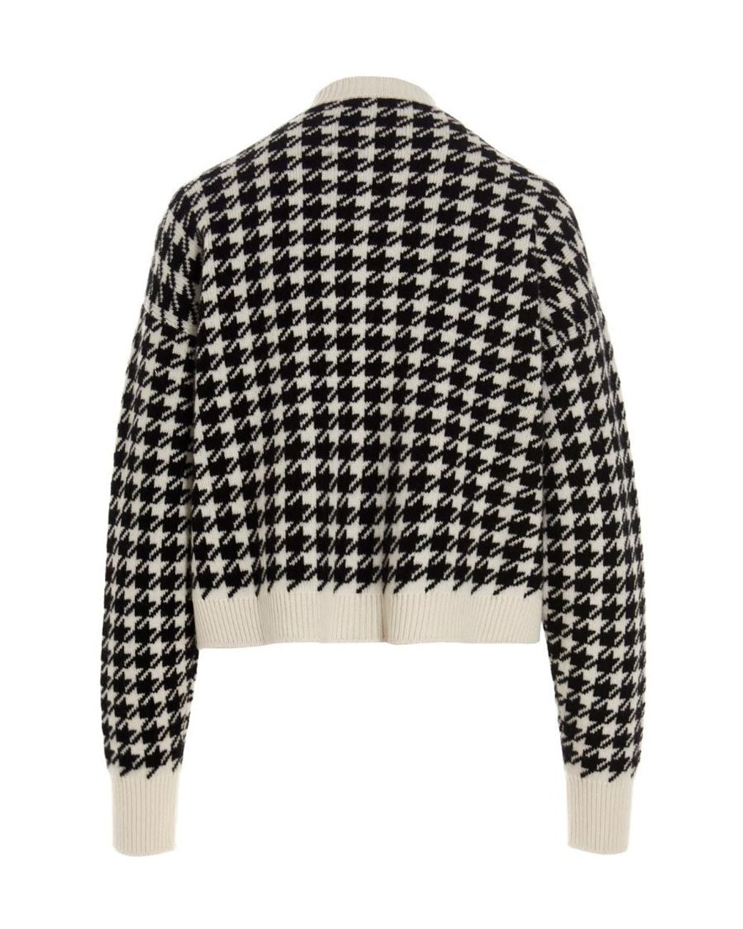 Miu Miu Black Houndstooth-Knit Cashmere Cardigan