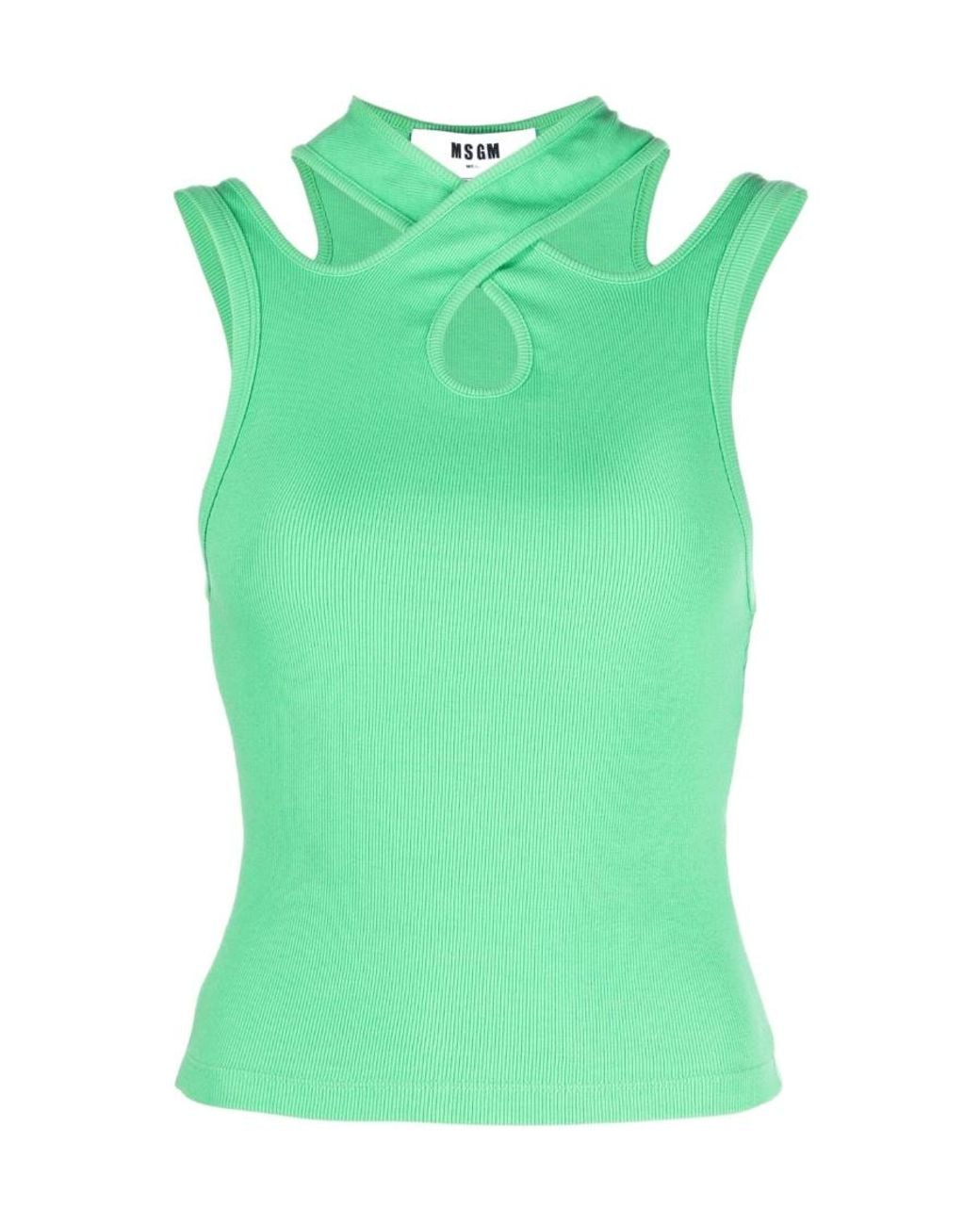 MSGM Green Cut-Out Tank Top