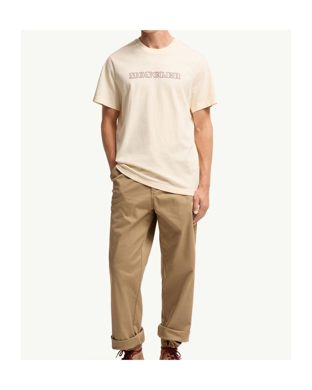 Moncler Natural Logo Print T-Shirt for men