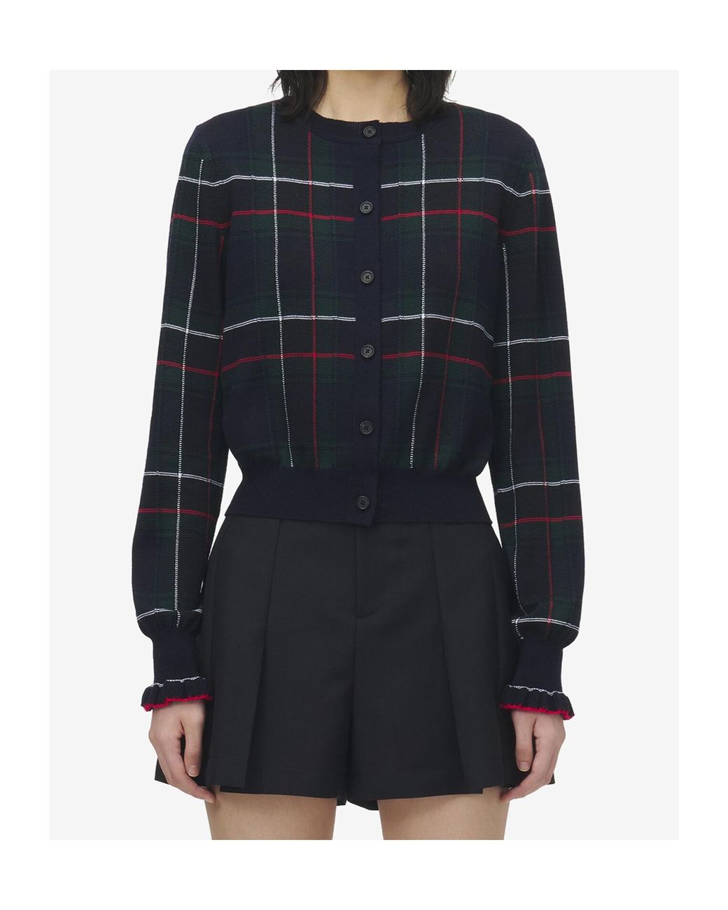 McQueen Blue Wool Tartan Cardigan