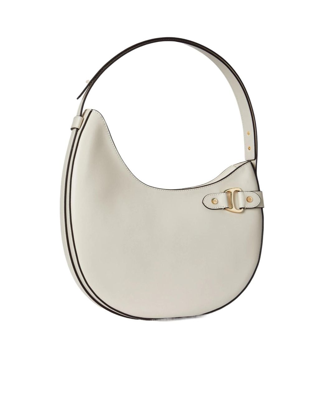 Ralph Lauren White Large Tasha Leather Shoulder Bag