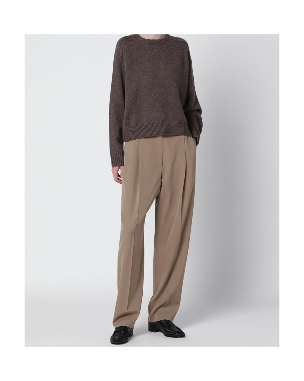 Loulou de Saison Brown Ribbed Crew Neck Sweater