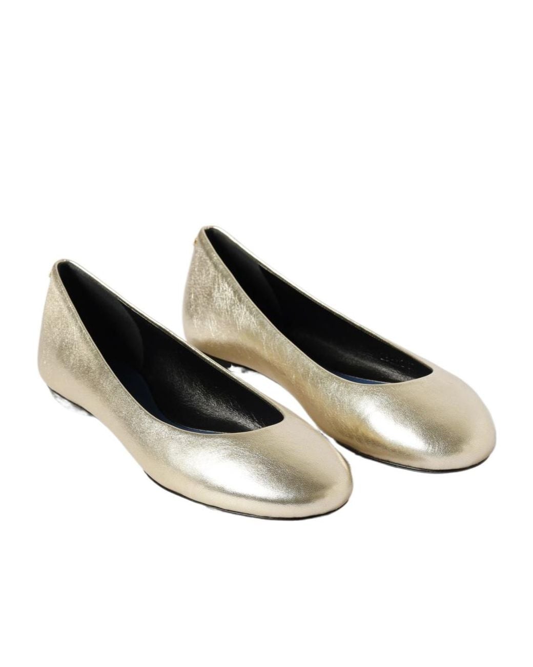 Lanvin Natural Metallic-Finish Leather Ballet Flats