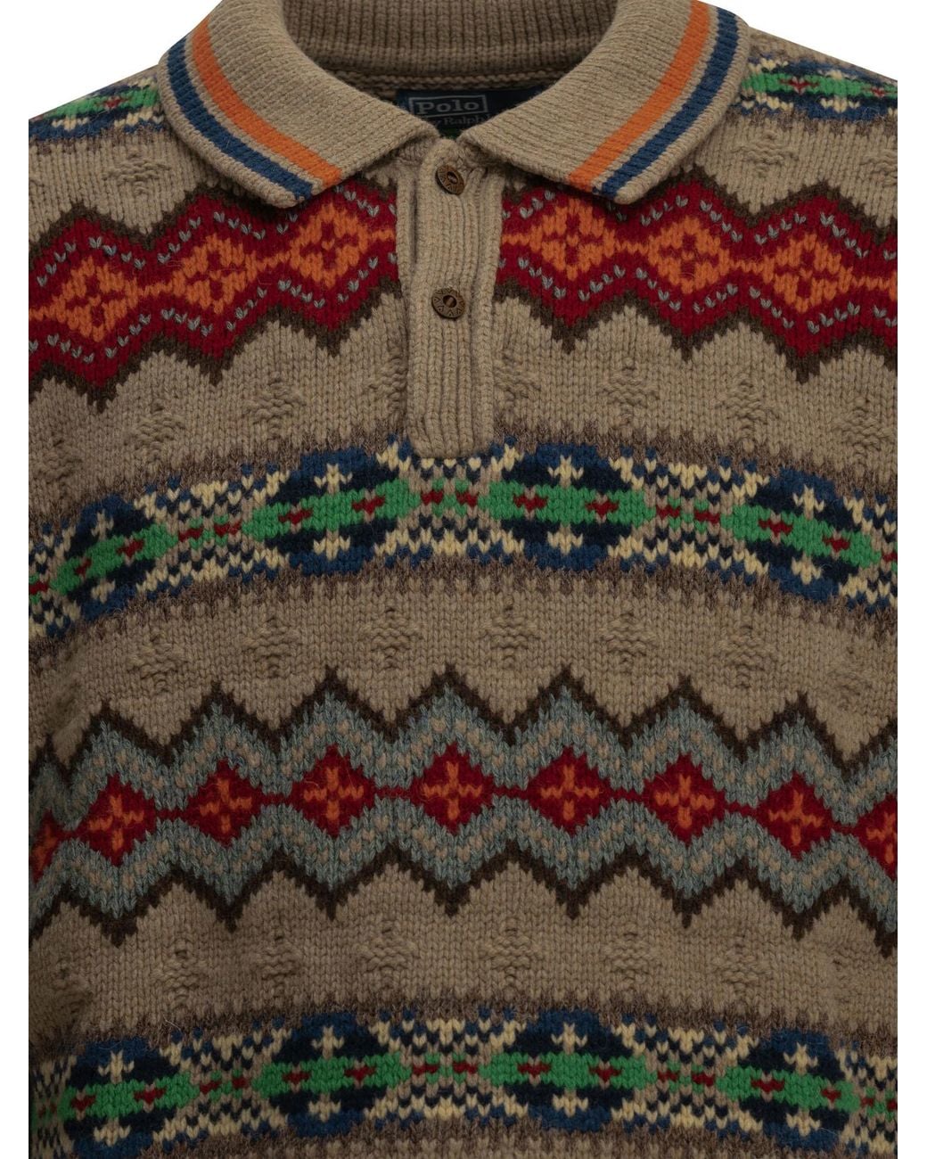 Polo Ralph Lauren Green Fair Isle Polo Knitted Sweater for men