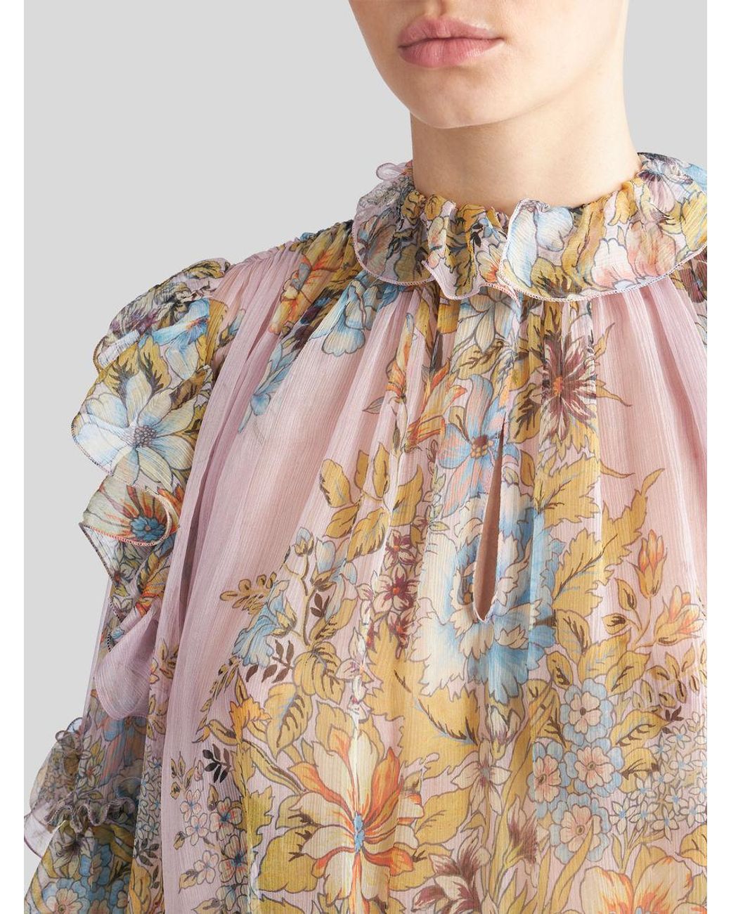 Etro Multicolor Printed Silk Blouse With Ruching