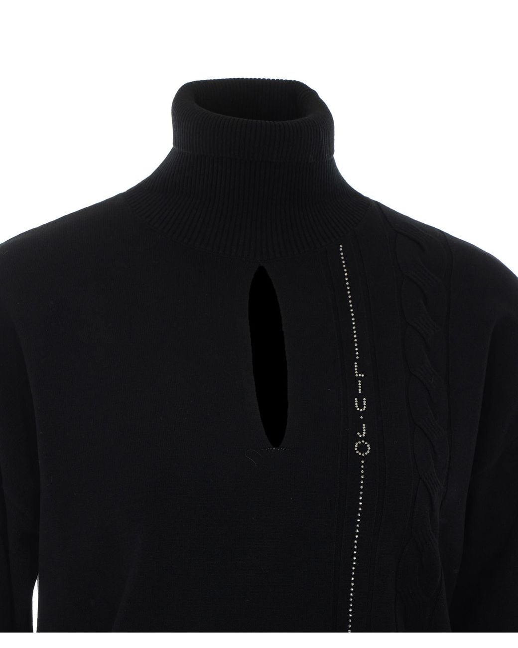 Liu Jo Black Cut-Out High Neck Knitted Sweater