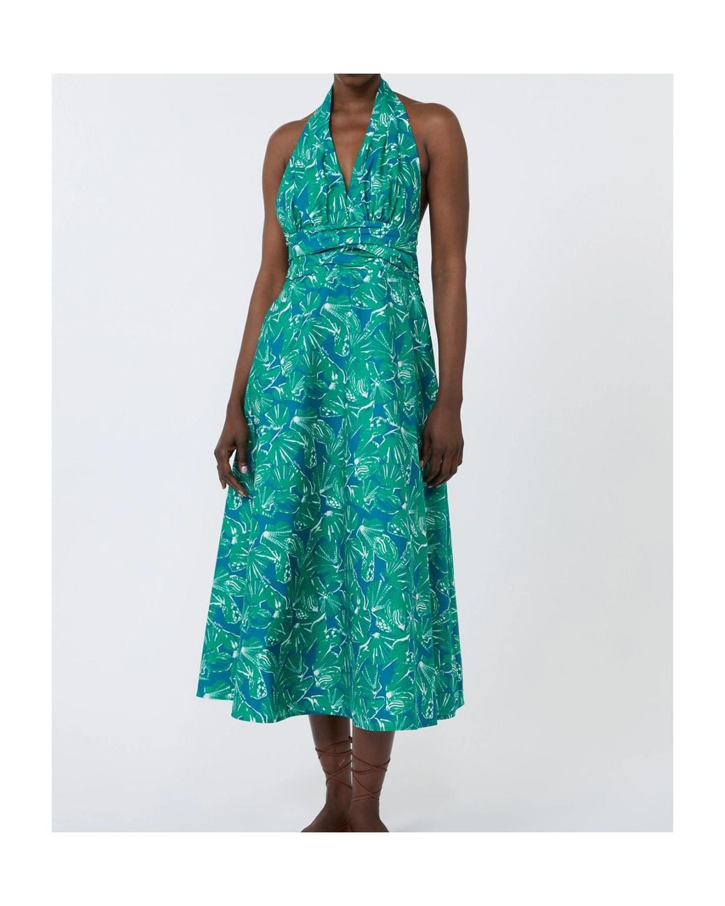 Max Mara Green Halterneck Printed Dress