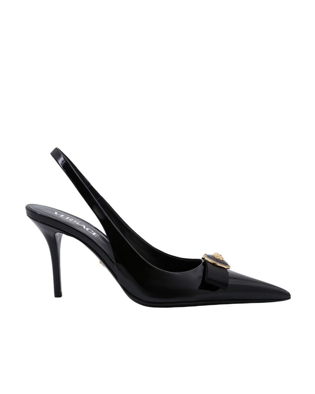 Versace Black Gianni Ribbon Slingbacks