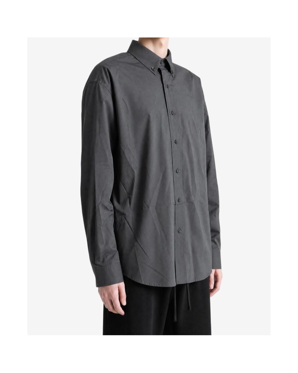 Rier Gray Button-Up Curved Hem Shirt for men