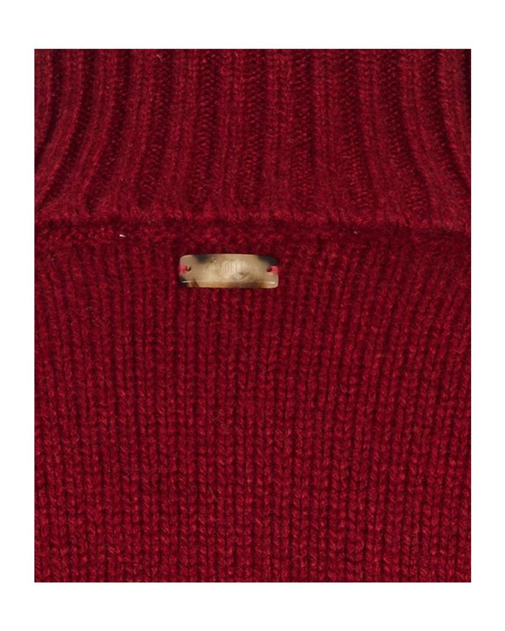 Fedeli Red Long-Sleeved Turtleneck Jumper