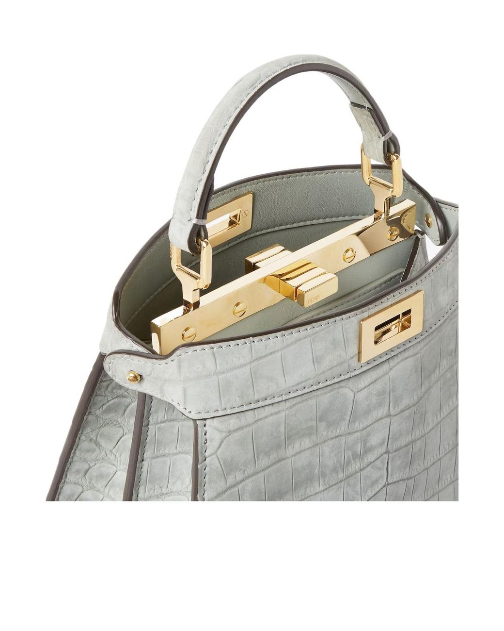 Fendi Gray Matcha Nubuck Crocodile Bag