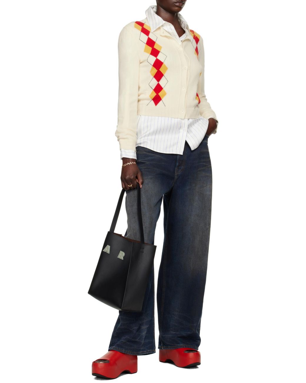 Marni Pink Diamond-Pattern Cardigan
