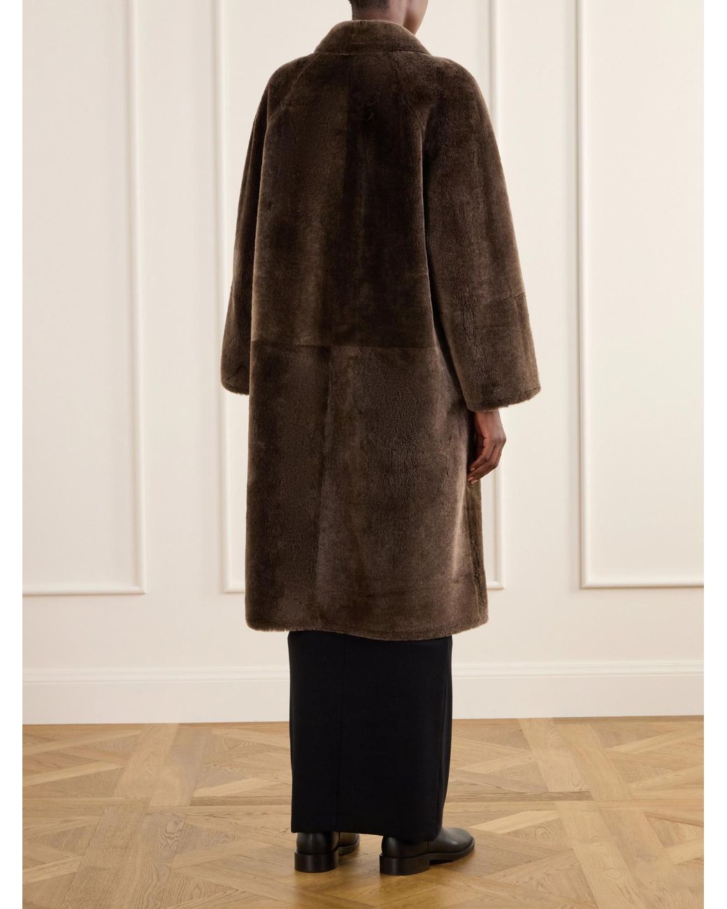 Yves Salomon Brown Shearling Coat