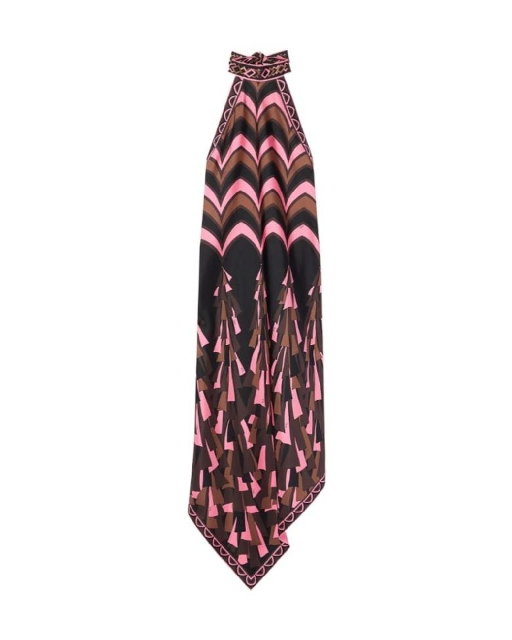 Emilio Pucci Red Baiadera Print Halterneck Silk Dress