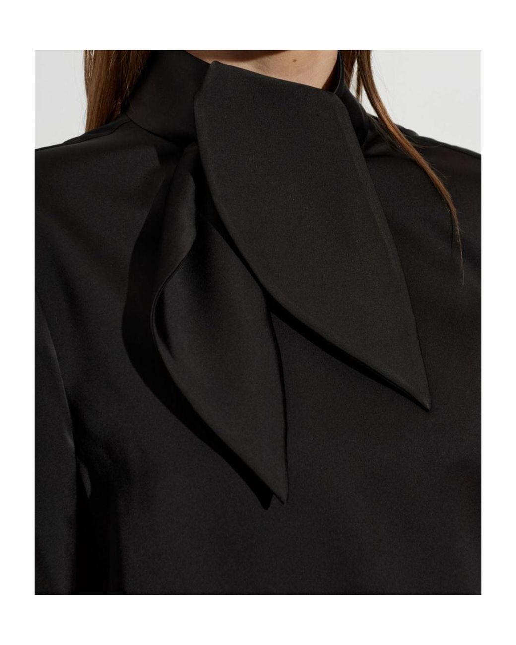Emporio Armani Black Satin Bow-Neck Top