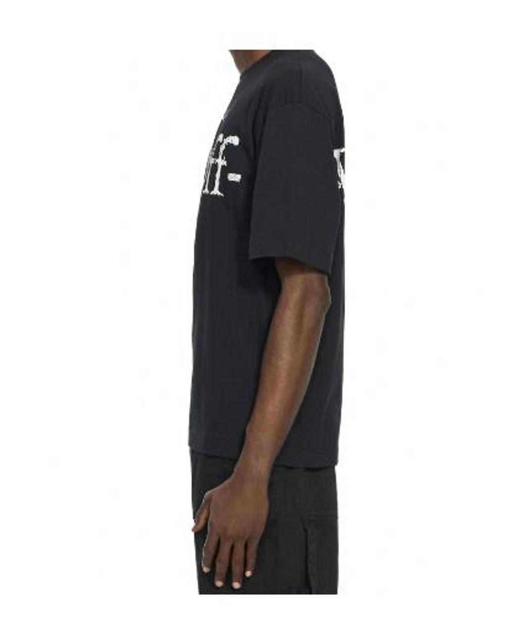 Off-White c/o Virgil Abloh Black Logo Printed Crewneck T-Shirt for men