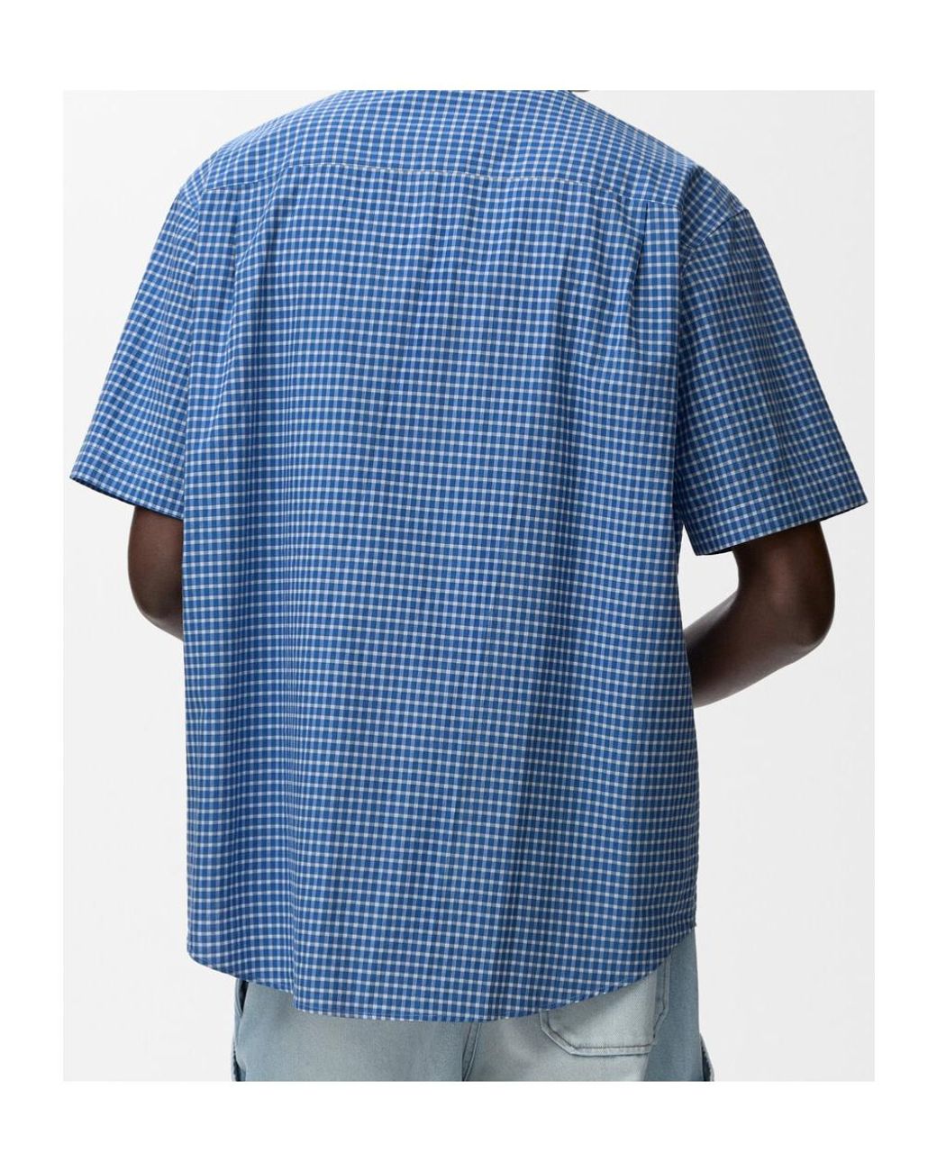 Loewe Blue Gingham-Check Short-Sleeve Shirt for men