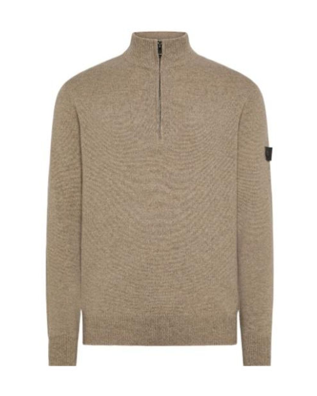 Peuterey Brown Trebe Half-Zip Logo-Patch Sweater for men
