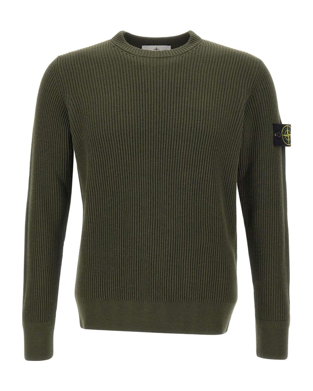 Stone Island Green Logo Patch Crewneck Jumper for men