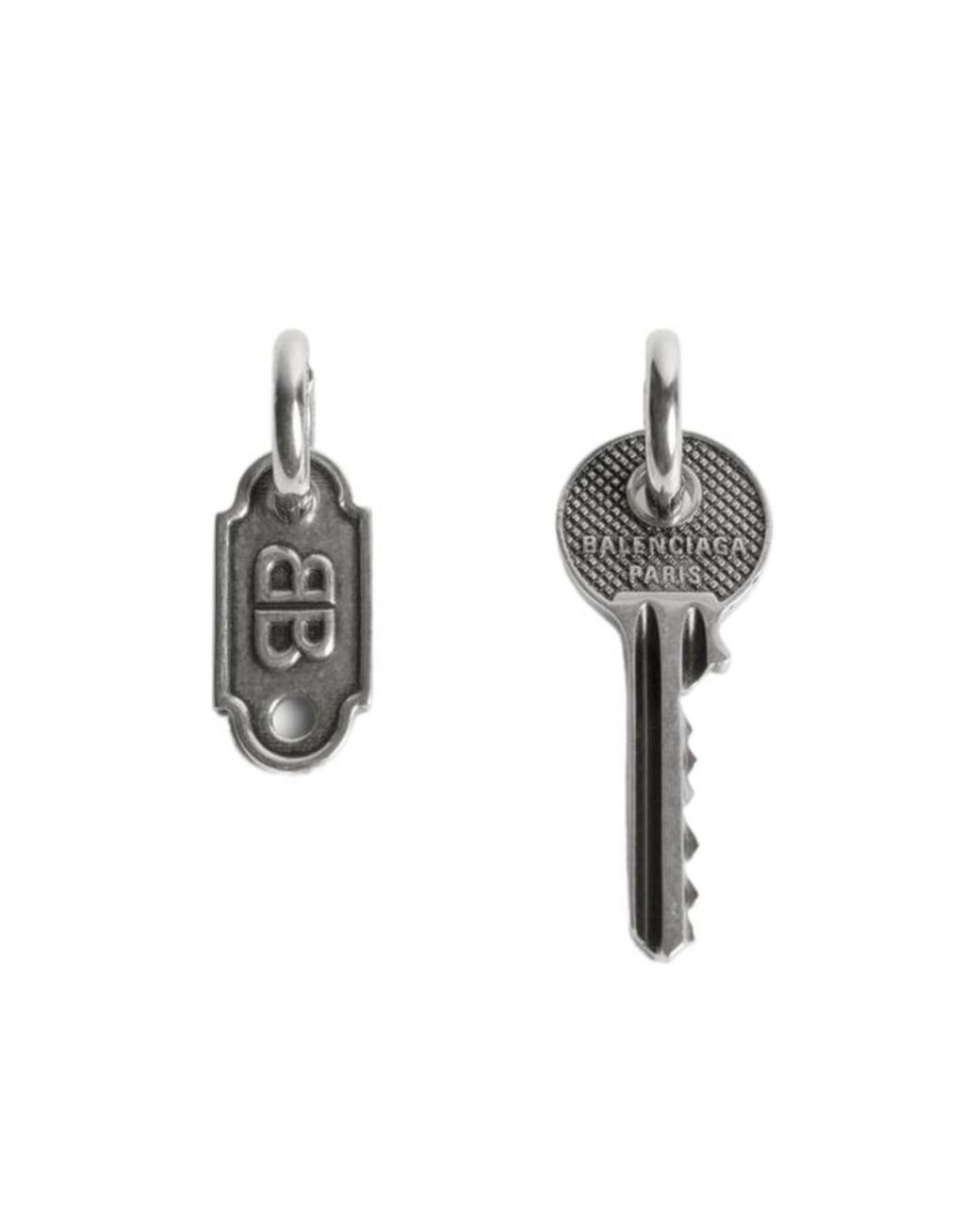 Balenciaga Metallic Neverlost Key Charm Earrings for men