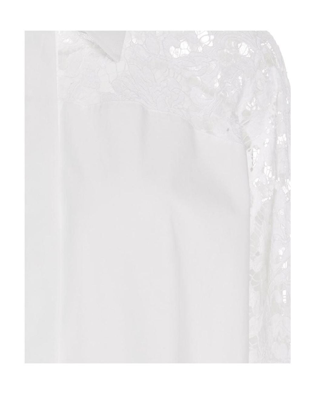 Valentino White Lace Inlaid Poplin Shirt