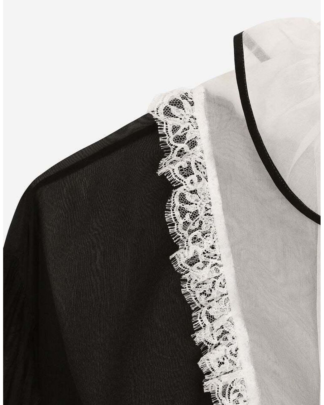 Dolce & Gabbana Black Ruffle Detailed Chiffon Shirt