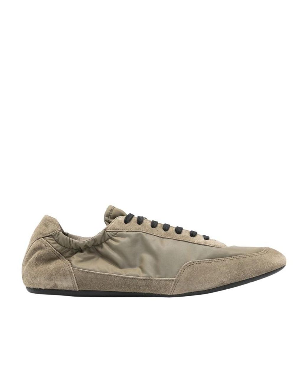 Prada Green Collapse Re-Nylon And Suede Elasticized Sneakers for men