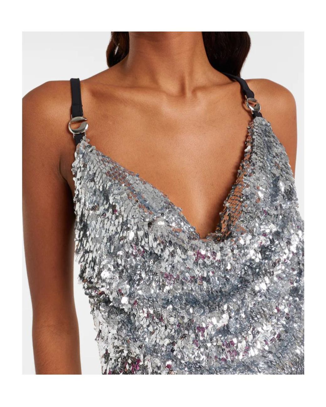 Coperni Gray Draped Sequined Gown