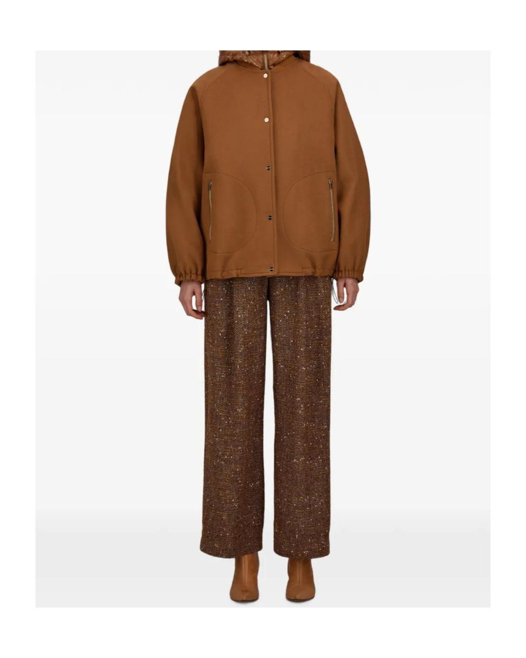 Herno Brown Hooded Short Coat