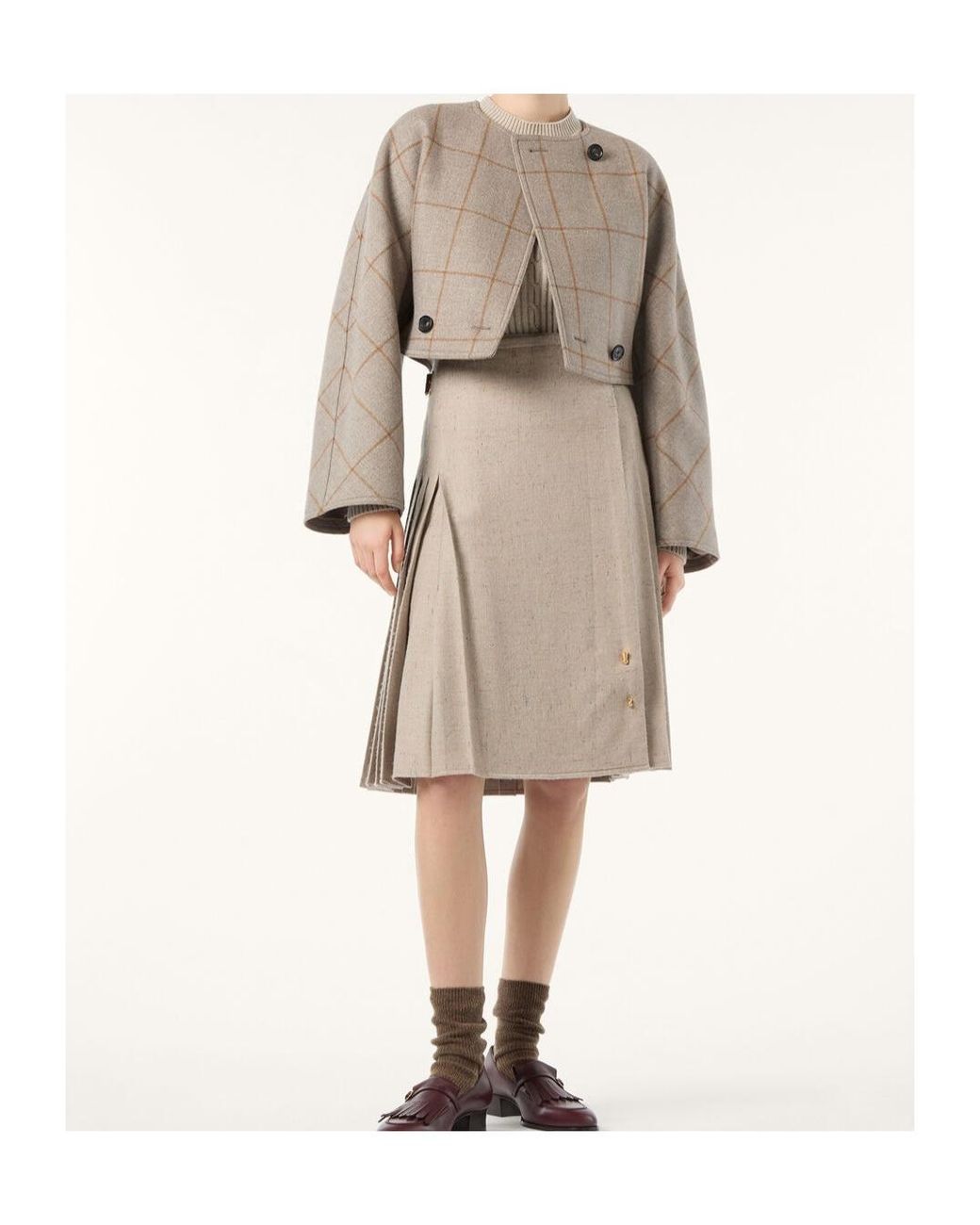 Loro Piana Natural Milda Pleated Skirt