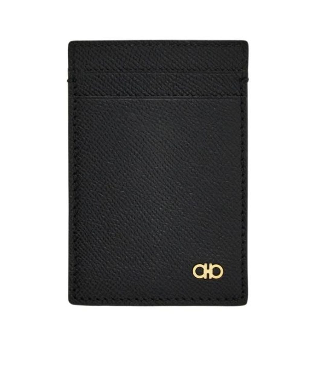 Ferragamo Black Ferragamo Logo Money Clip Cardholder Wallet for men