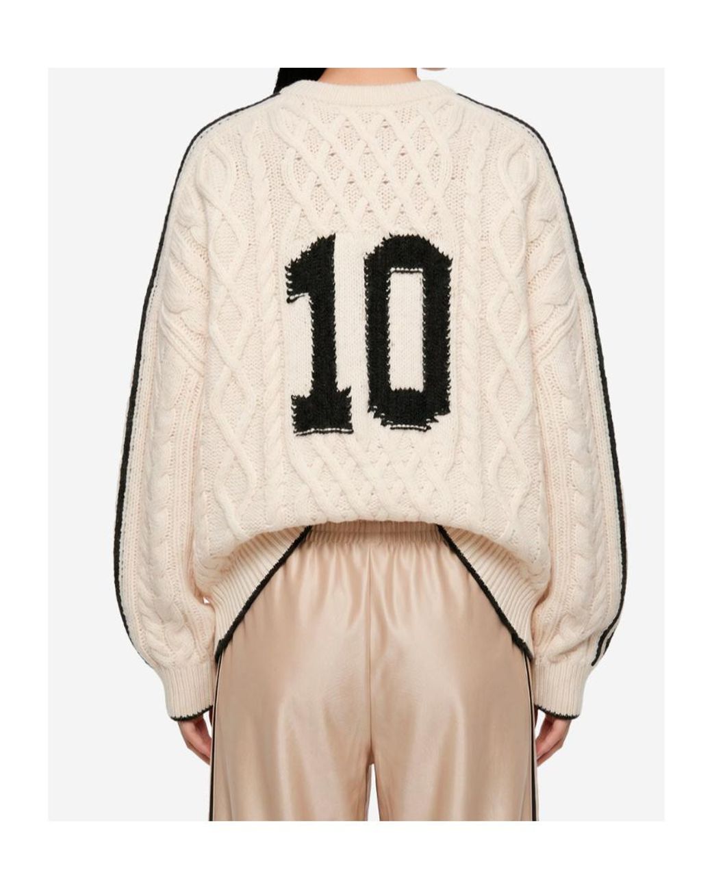 Adidas Originals Natural Cable-Knit Logo Knitted Sweater